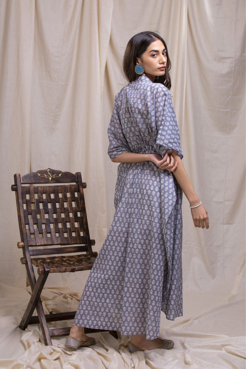 Grey Block Style Kaftan Dress