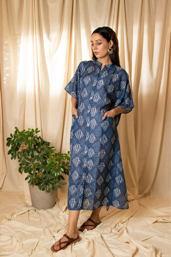 Indigo Neel Printed Kaftan Dress