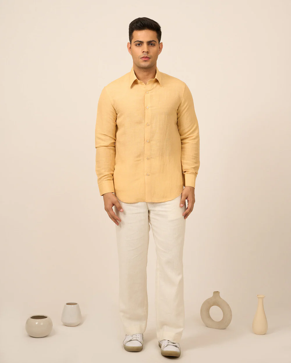 Yellow Linen Men's Shirt 1
