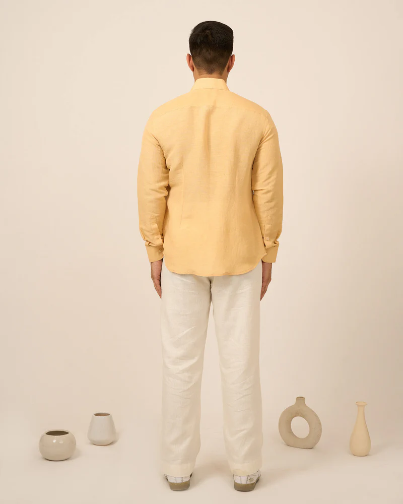 Yellow Linen Men's Shirt 3